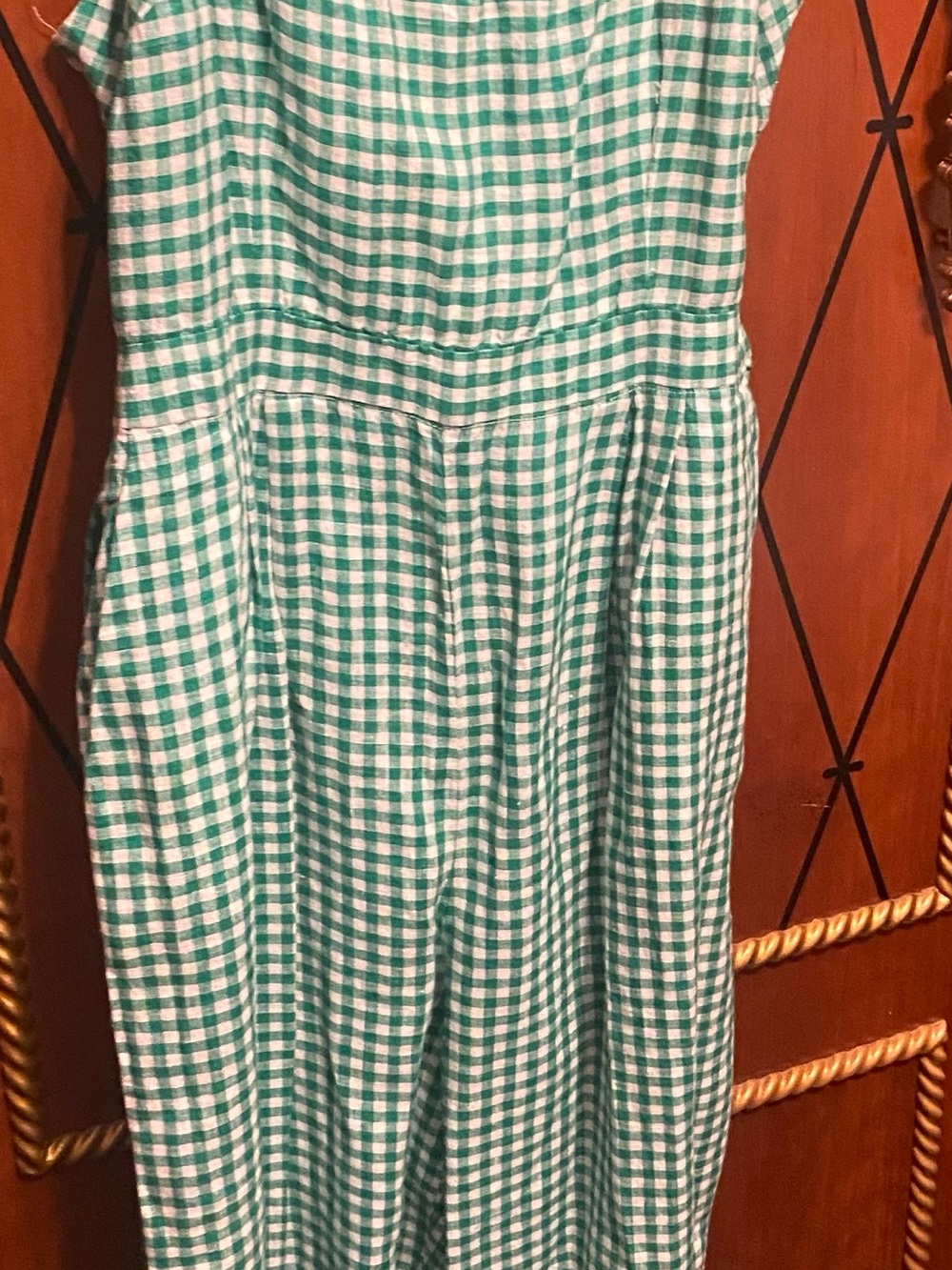 J. Crew Green and White Gingham Jumpsuit